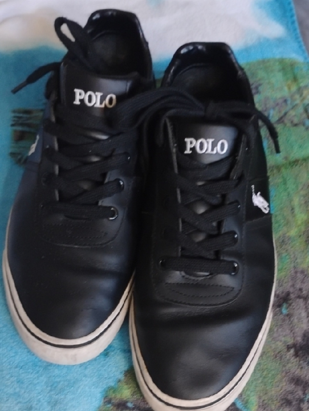 Polo by Ralph Lauren Black Leather Low-Top Sneakers